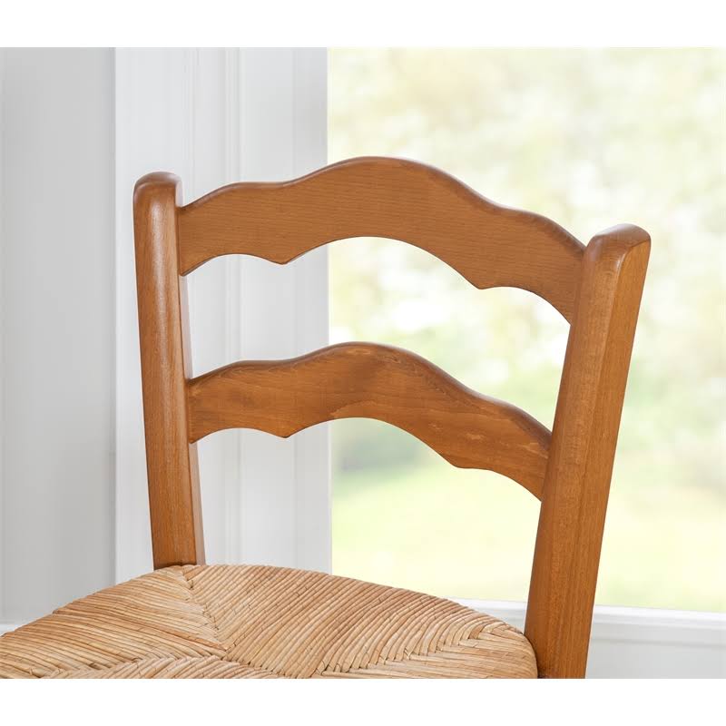 Set of Two Wood Counter Stools in Walnut O140