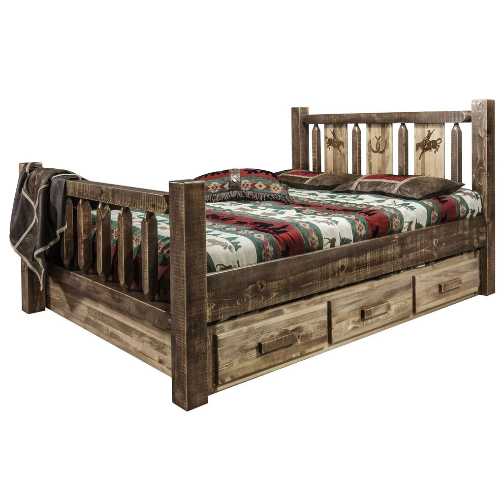 Brown Wood Twin Storage Bed K64561