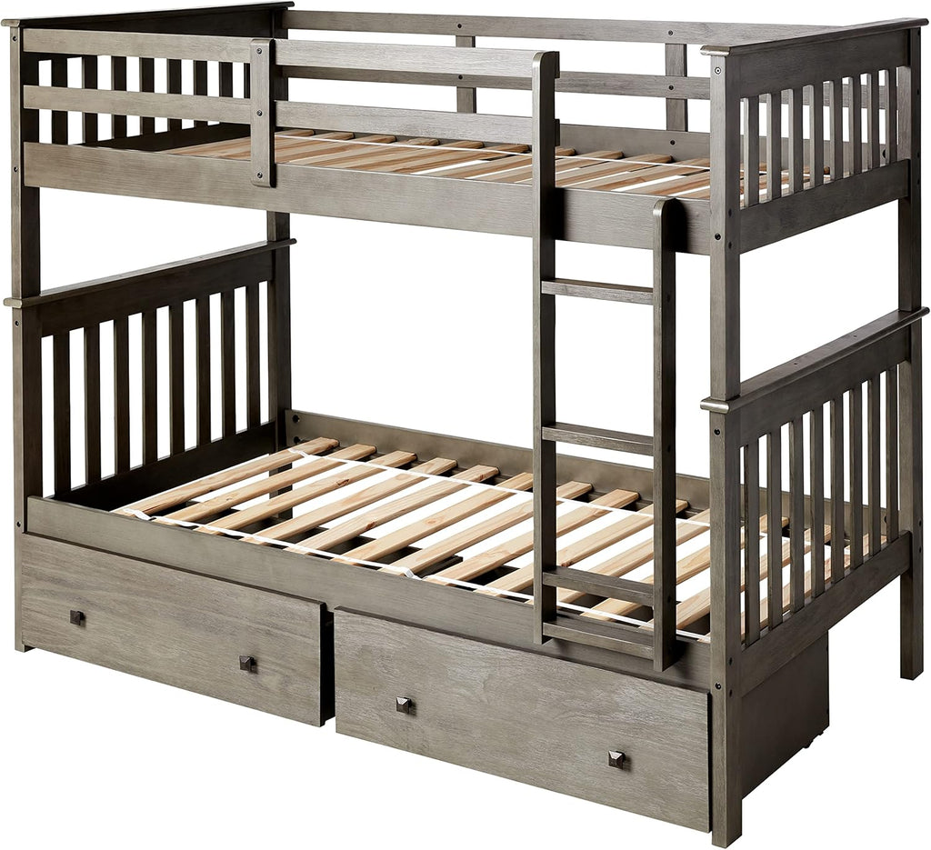 Dark Cappuccino Kids Mission Bunk Bed with Under Bed Drawers S83481
